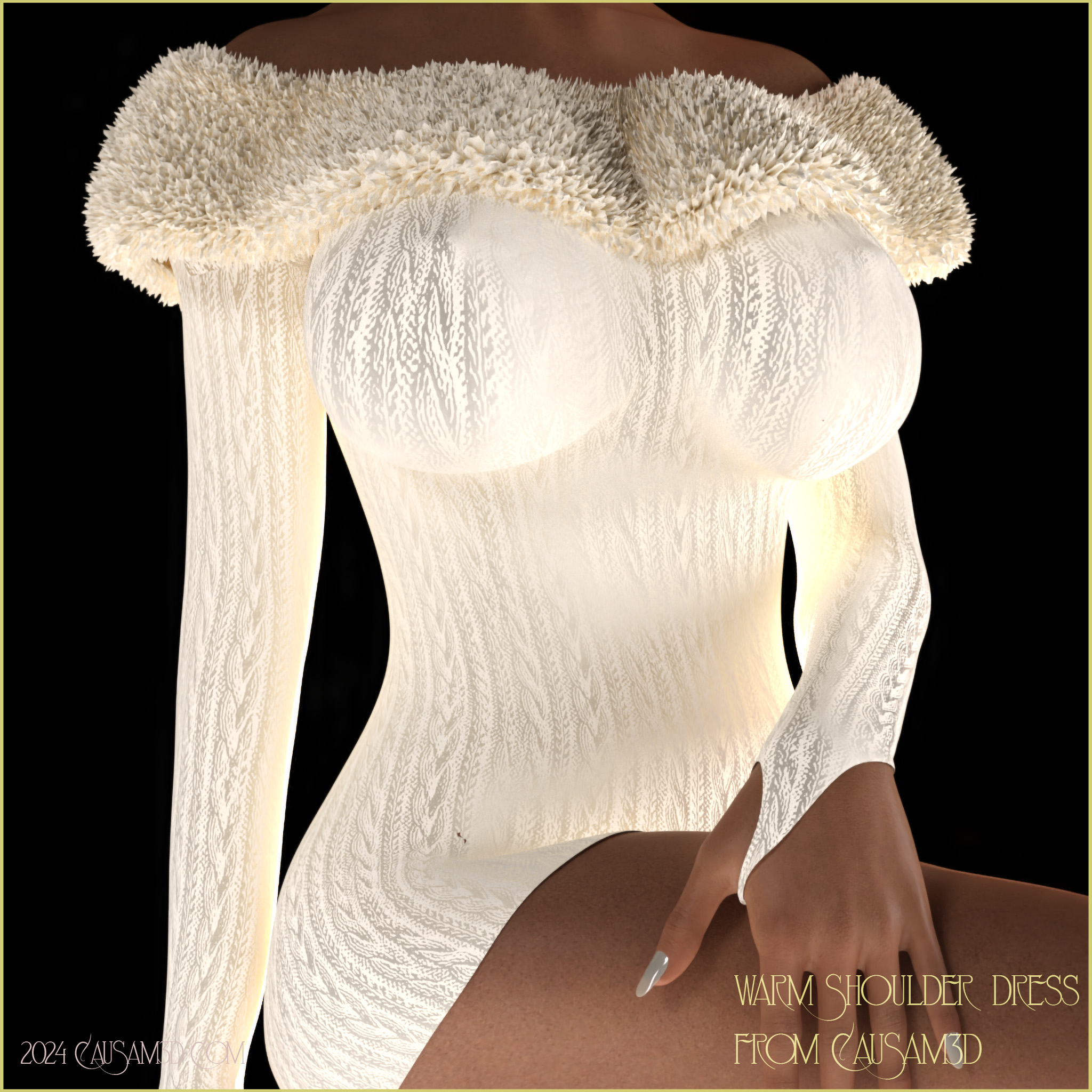 Warm Shoulder Reactive dForce Dress for Genesis 8 Female