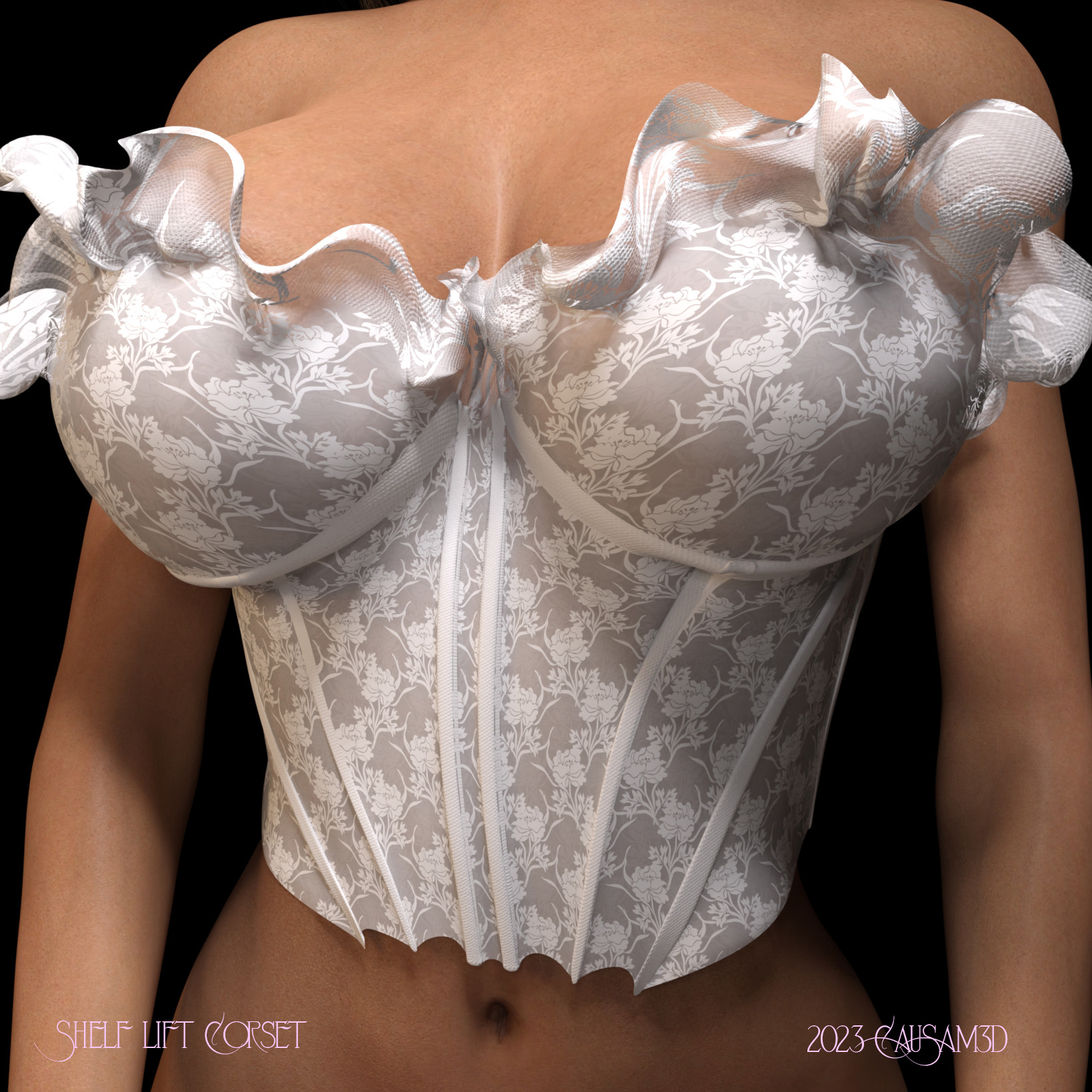 Victorian Style Shelf Lift Corset For Genesis 8 Female